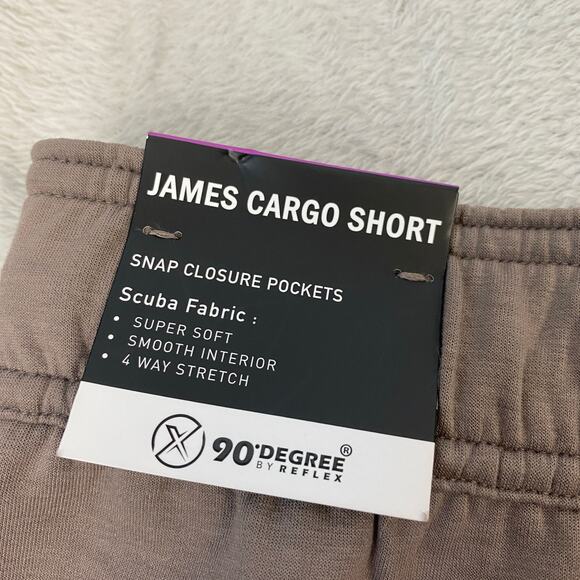 90 Degree Reflex James Cargo Shorts Men XXL Taupe Pull On Athletic Elastic Waist - Picture 4 of 11